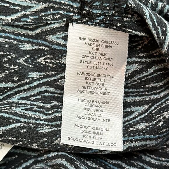 Joie Pallazo Silk Mid Rise Wide Leg Blue And Black Print Pants Size Small - Picture 11 of 11